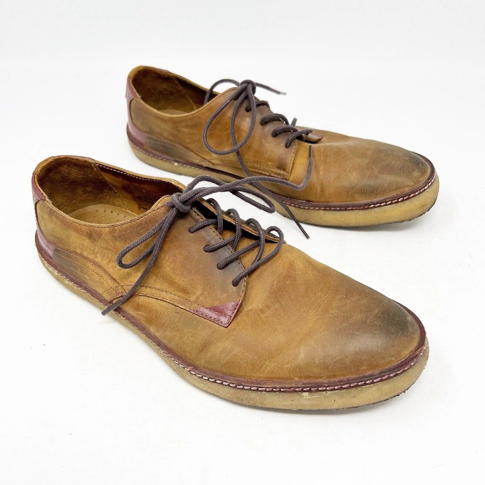 J. Shoes Mens Academy Burnished Distressed Leather Lace Up Derby Casual Shoes 8